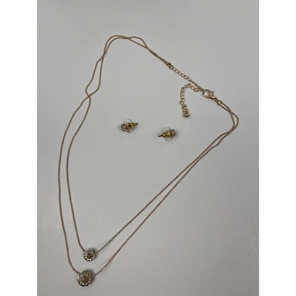 A'Gaci Goldtone Necklace and Earrings Set Circle Bling Charms 10 inches Long - Picture 5 of 5